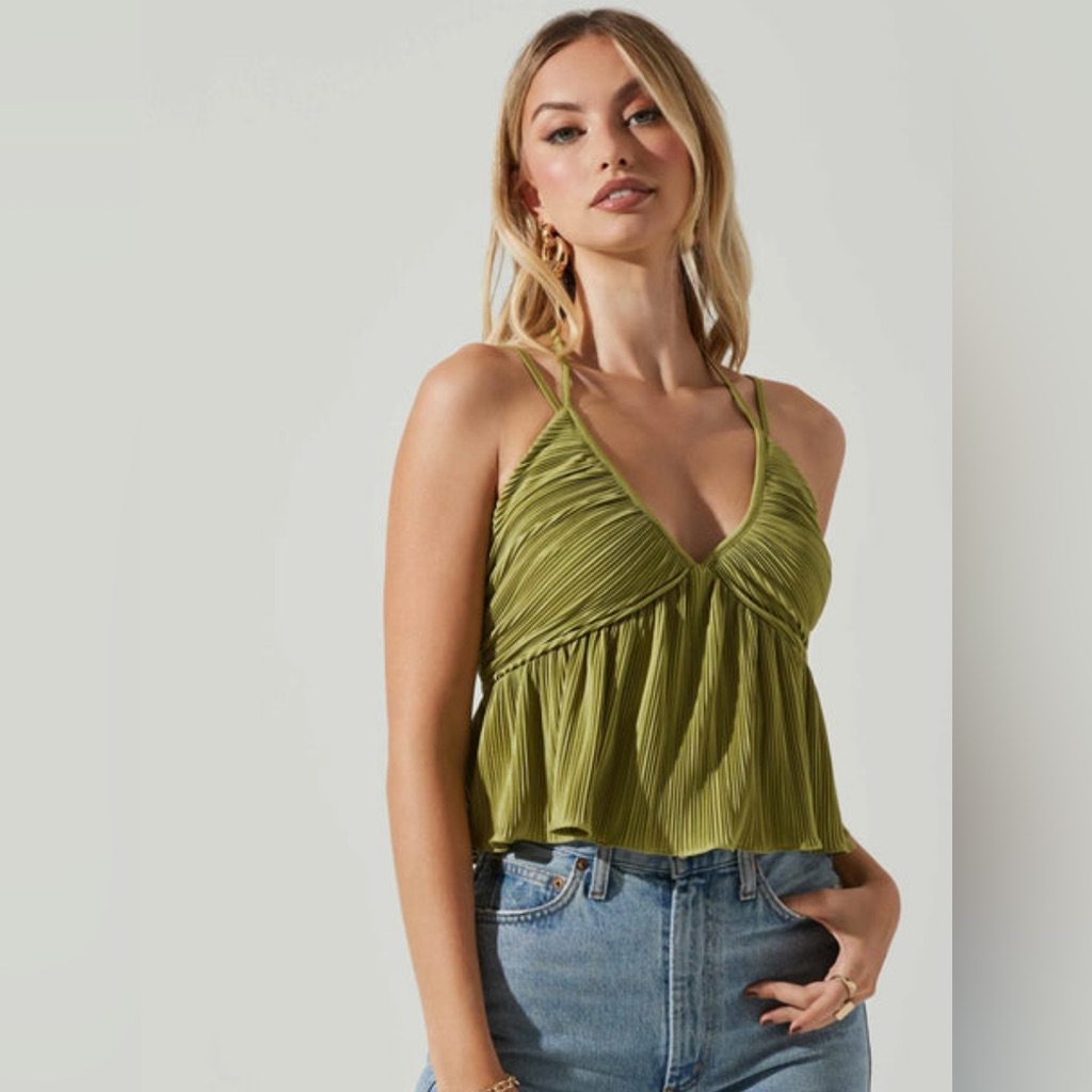 Astr Raine Pleated Tie Halter Top - Xl - Worn Once!